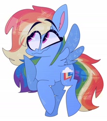 Size: 1280x1446 | Tagged: safe, artist:pyjamethyst, derpibooru import, rainbow dash, pegasus, pony, blushing, cute, dashabetes, ear fluff, female, mare, simple background, smiling, solo, two toned wings, white background, wings