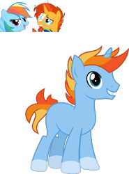 Size: 1624x2195 | Tagged: safe, artist:littlejurnalina, derpibooru import, rainbow dash, sunburst, pegasus, pony, unicorn, male, parent:rainbow dash, parent:sunburst, parents:rainbowburst, simple background, stallion, transparent background