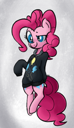 Size: 918x1578 | Tagged: safe, artist:mang, pinkie pie, pony, clothes, cute, diapinkes, hoodie, oversized clothes, solo