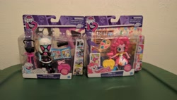 Size: 3824x2168 | Tagged: safe, photo finish, pinkie pie, equestria girls, clothes, doll, dress, equestria girls minis, irl, package, photo, toy