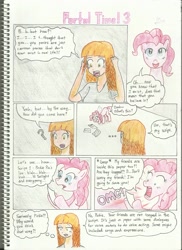 Size: 1700x2338 | Tagged: safe, artist:brianchoobrony-artie, pinkie pie, human, andrea libman, comic, script, shocked, traditional art