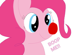 Size: 1600x1200 | Tagged: safe, artist:toyminator900, derpibooru exclusive, pinkie pie, earth pony, pony, boop, clown nose, cute, diapinkes, imminent boop, red nose, simple background, solo, transparent background