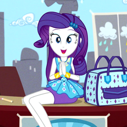 Size: 1016x1015 | Tagged: safe, screencap, rarity, best trends forever, better together, equestria girls, bag, bracelet, cropped, cute, handbag, happy, jewelry, legs, looking at you, pencil skirt, raribetes, smiling, weather