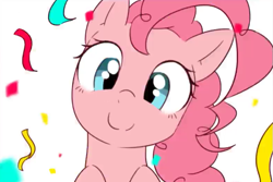 Size: 781x522 | Tagged: safe, artist:akainu_pony, pinkie pie, earth pony, pony, confetti, cute, diapinkes, female, looking at you, mare, simple background, smiling, solo, white background