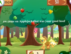 Size: 2048x1536 | Tagged: safe, applejack, earth pony, pony, apple, apple orchard, apple tree, food, gameloft, rotten apple, tree