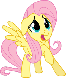 Size: 823x970 | Tagged: safe, fluttershy, pegasus, pony, griffon the brush off, crying, floppy ears, looking up, open mouth, raised hoof, shocked, simple background, solo, spread wings, surprised, teary eyes, transparent background, vector, wide eyes