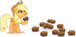 Size: 15896x7756 | Tagged: safe, artist:luckreza8, applejack, earth pony, pony, rainbow falls, absurd resolution, apple brown betty (food), food, simple background, solo, transparent background, vector