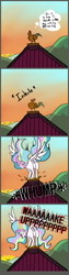 Size: 3100x12400 | Tagged: safe, artist:greyscaleart, princess celestia, alicorn, bird, pony, rooster, absurd resolution, barn, behaving like a bird, comic, derp, dialogue, funny, implied death, majestic as fuck, morning, raising the sun, screaming, sky, smiling, speech bubble, spread wings, stomping, sun work, sunglasses, sunrise, thought bubble, trampling, unexpected, wake up, what a twist, wide eyes, wings