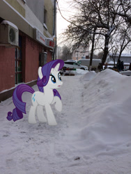 Size: 2448x3264 | Tagged: safe, artist:albertuha, rarity, pony, unicorn, female, irl, mare, photo, ponies in real life, raised hoof, snow, solo, winter