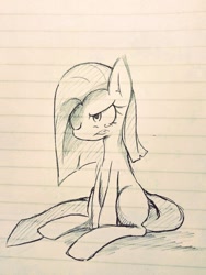 Size: 720x960 | Tagged: safe, artist:akainu_pony, pinkie pie, earth pony, pony, grayscale, lined paper, monochrome, pinkamena diane pie, solo, traditional art