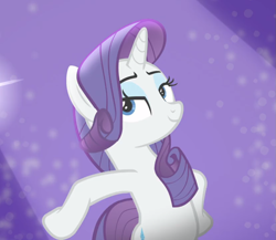 Size: 1077x936 | Tagged: safe, screencap, rarity, pony, unicorn, fake it 'til you make it, bipedal, cropped, female, hooves on hips, lidded eyes, mare, pose, raised hoof