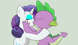 Size: 7055x4055 | Tagged: safe, artist:emerwarriordeer, rarity, spike, dragon, pony, unicorn, absurd resolution, female, kissing, male, shipping, sparity, straight