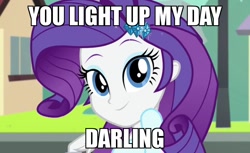 Size: 884x540 | Tagged: safe, edit, edited screencap, screencap, rarity, equestria girls, player piano, bronybait, caption, darling, female, image macro, impact font, looking at you, meme, positive ponies, solo, text