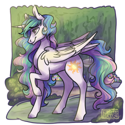 Size: 1920x1920 | Tagged: safe, artist:ebonytails, princess celestia, alicorn, pony, female, mare, missing accessory, simple background, solo, transparent background