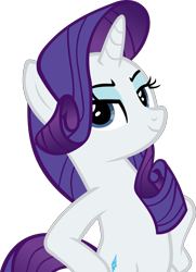 Size: 3161x4358 | Tagged: safe, artist:ironm17, rarity, pony, unicorn, fake it 'til you make it, bipedal, hooves on hips, looking at you, pose, simple background, smiling, smug, solo, transparent background, vector