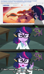 Size: 508x850 | Tagged: safe, derpibooru import, edit, screencap, sci-twi, spike, spike the regular dog, twilight sparkle, centaur, dog, equestria girls, rainbow rocks, riding, screencap comic, sidera, toplessrobot