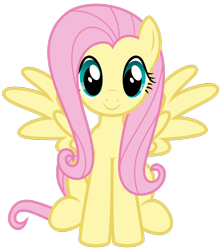 Size: 1600x1812 | Tagged: safe, artist:thatguy1945, fluttershy, pegasus, pony, cute, female, mare, shyabetes, simple background, sitting, solo, spread wings, transparent background, vector, wings