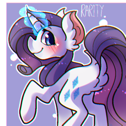 Size: 600x600 | Tagged: safe, artist:lemongde, rarity, pony, unicorn, blushing, butt fluff, chromatic aberration, cute, ear fluff, female, heart, heart eyes, magic, mare, profile, raribetes, solo, wingding eyes