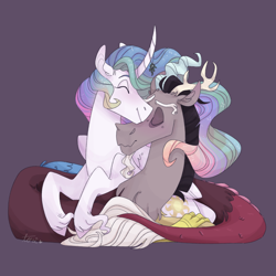 Size: 1024x1024 | Tagged: safe, artist:torielity, discord, princess celestia, alicorn, pony, cuddling, cute, cutelestia, discute, dislestia, female, male, mare, mistletoe, nuzzling, shipping, straight