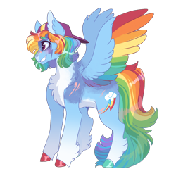 Size: 2000x2000 | Tagged: safe, artist:scarletskitty12, derpibooru import, rainbow dash, pegasus, pony, backwards ballcap, backwards cutie mark, baseball cap, cap, chest fluff, hat, pale belly, scar, simple background, solo, transparent background, unshorn fetlocks