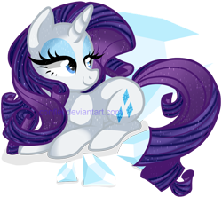 Size: 948x843 | Tagged: safe, artist:conflei, rarity, pony, unicorn, cute, diamond, female, lidded eyes, mare, prone, raribetes, solo, sparkly mane