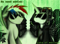 Size: 1250x908 | Tagged: safe, artist:jamescorck, oc, oc only, oc:movie slate, ask, the matrix, tumblr