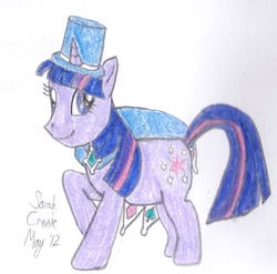 Size: 1029x1017 | Tagged: safe, artist:ashttraotee, derpibooru import, twilight sparkle, ace attorney, cosplay, solo, traditional art, trucy wright