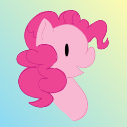 Size: 1024x1024 | Tagged: safe, artist:pansyseed, pinkie pie, earth pony, pony, beady eyes, bust, gradient background, portrait, smiling, solo