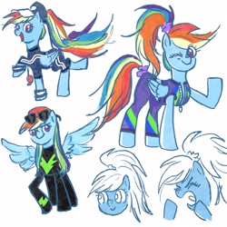 Size: 3000x3000 | Tagged: safe, artist:laya-21, derpibooru import, rainbow dash, pegasus, pony, baseball cap, cap, clothes, coach rainbow dash, gameloft interpretation, hat, jacket, open jacket, rainbow dashs coaching whistle, sunglasses, that was fast, uniform, washouts uniform, whistle