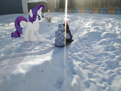 Size: 4000x3000 | Tagged: safe, artist:albertuha, rarity, pony, unicorn, child, female, irl, mare, photo, ponies in real life, snow, solo, winter