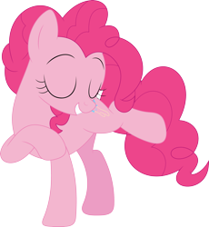 Size: 3297x3586 | Tagged: safe, artist:porygon2z, pinkie pie, earth pony, pony, castle sweet castle, eyes closed, female, mare, raised hoof, raised leg, simple background, smiling, solo, transparent background, vector