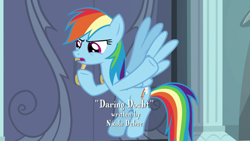 Size: 1920x1080 | Tagged: safe, derpibooru import, screencap, rainbow dash, pegasus, pony, daring doubt, solo