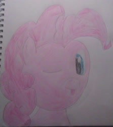 Size: 1836x2062 | Tagged: safe, artist:atmyhouseimabrony, pinkie pie, earth pony, pony, one eye closed, solo, tongue out, traditional art, wink