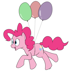 Size: 1894x1933 | Tagged: safe, artist:rapidstrike, pinkie pie, earth pony, pony, balloon, floating, open mouth, simple background, smiling, solo, then watch her balloons lift her up to the sky, transparent background
