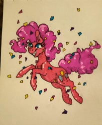 Size: 1024x1248 | Tagged: safe, artist:dojerodesigns, pinkie pie, earth pony, pony, confetti, solo, traditional art