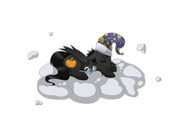 Size: 4000x3000 | Tagged: safe, artist:tomat-in-cup, derpibooru import, rainbow dash, oc, pegasus, pony, cloud, eyes closed, hat, on a cloud, pegasus oc, plushie, simple background, sleeping, sleeping cap, solo, toy, transparent background, wings