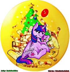 Size: 3589x3693 | Tagged: safe, artist:coberlink, artist:roolosdoodleden, derpibooru import, spike, twilight sparkle, twilight sparkle (alicorn), alicorn, dragon, pony, crystal ball, female, happy, hearth's warming eve, hug, male, present, shipping, straight, toy, twispike