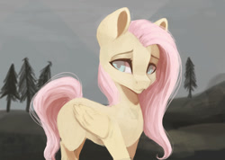 Size: 1024x731 | Tagged: safe, artist:minckies, fluttershy, pegasus, pony, missing cutie mark, solo, tree