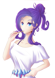 Size: 1351x1912 | Tagged: safe, artist:patty-plmh, rarity, human, clothes, female, humanized, simple background, solo