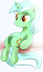 Size: 691x1156 | Tagged: safe, artist:derpiihooves, lyra heartstrings, pony, unicorn, female, green coat, horn, mare, solo, two toned mane