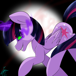 Size: 1600x1600 | Tagged: safe, artist:jaeasai, derpibooru import, twilight sparkle, twilight sparkle (alicorn), alicorn, pony, corrupted, dark magic, female, magic, mare, solo, sombra eyes