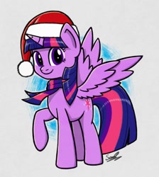 Size: 850x950 | Tagged: safe, artist:sheandog, derpibooru import, part of a set, twilight sparkle, twilight sparkle (alicorn), alicorn, pony, clothes, female, hat, mare, santa hat, scarf, solo