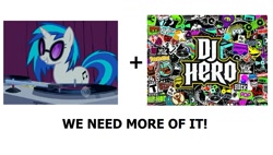 Size: 1361x771 | Tagged: safe, dj pon-3, vinyl scratch, pony, unicorn, dj hero, exploitable meme, make it happen, meta, rhythm game