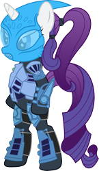 Size: 5183x8952 | Tagged: safe, artist:shadyhorseman, rarity, pony, unicorn, .svg available, absurd resolution, actor allusion, armor, armorarity, bionicle, bipedal, clothes, cosplay, costume, crossover, lego, nokama, reference, simple background, solo, suit, tabitha st. germain, transparent background, vector, voice actor joke