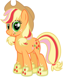 Size: 4410x5374 | Tagged: safe, artist:osipush, applejack, earth pony, pony, absurd resolution, cutie mark magic, rainbow power, rainbow power-ified, simple background, solo, transparent background, vector