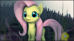 Size: 2000x1125 | Tagged: safe, artist:skilm, fluttershy, pegasus, pony, 3d, forest, solo, source filmmaker, tree