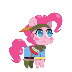 Size: 500x500 | Tagged: safe, artist:omegaozone, pinkie pie, earth pony, pony, animated, clothes, cute, diapinkes, eyes closed, female, frame by frame, gif, roleponies, simple background, solo, transparent background