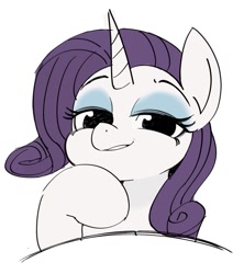 Size: 781x919 | Tagged: safe, artist:manachaaaaaaaa, rarity, pony, unicorn, female, looking at you, mare, simple background, smug, solo, white background