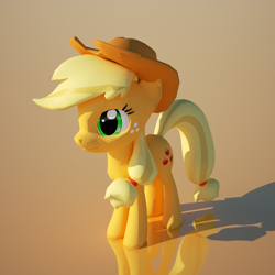 Size: 2000x2000 | Tagged: safe, artist:duskie-06, applejack, earth pony, pony, 3d, reflection, solo