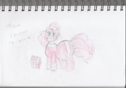 Size: 2868x2000 | Tagged: safe, artist:storytime, pinkie pie, earth pony, pony, christmas, solo, traditional art